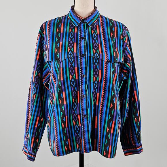 Roper Vintage Western Style Southwest Print Button-Up Shirt | Women's XL | FLAWS - Picture 1 of 14